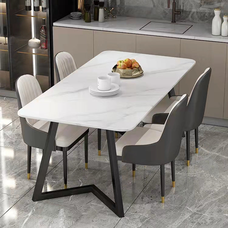 Modern 1/4/5/7 Pieces Dining Set Sintered Stone Dining Table with Leather Chairs