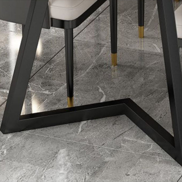 Modern 1/4/5/7 Pieces Dining Set Sintered Stone Dining Table with Leather Chairs