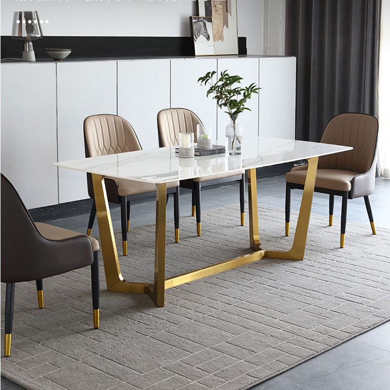 Contemporary 1/4/5/7 Pieces Furniture Sintered Stone Dining Table Set with Golden Base
