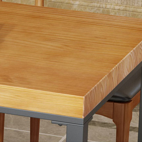 Metal Industrial Dining Table Pine Wood Top Table for Kitchen and Dining Room