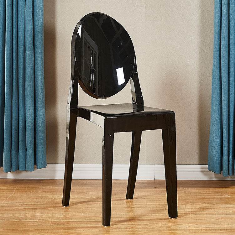 Silla lateral de plástico moderna con acabado mate, silla de comedor con respaldo abierto