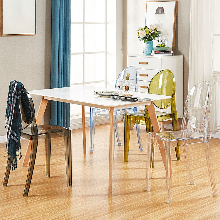 Silla lateral de plástico moderna con acabado mate, silla de comedor con respaldo abierto