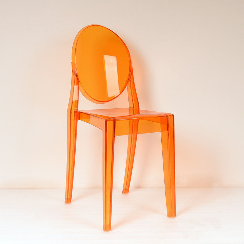 Silla lateral de plástico moderna con acabado mate, silla de comedor con respaldo abierto