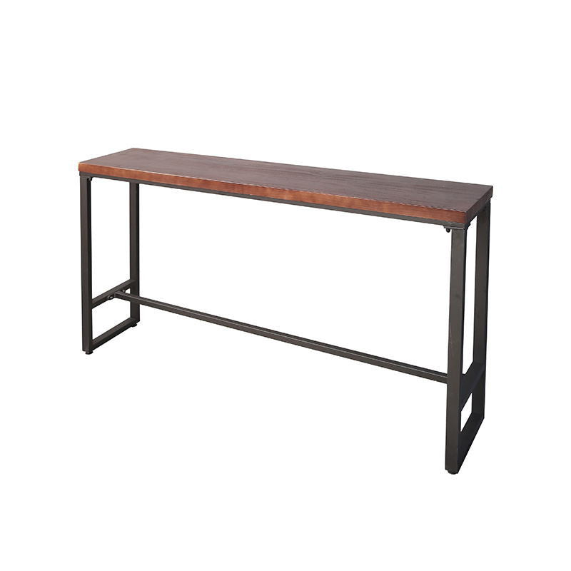 Modern Style Bar Table Solid Wood and Iron Brown Bar Table for Indoor