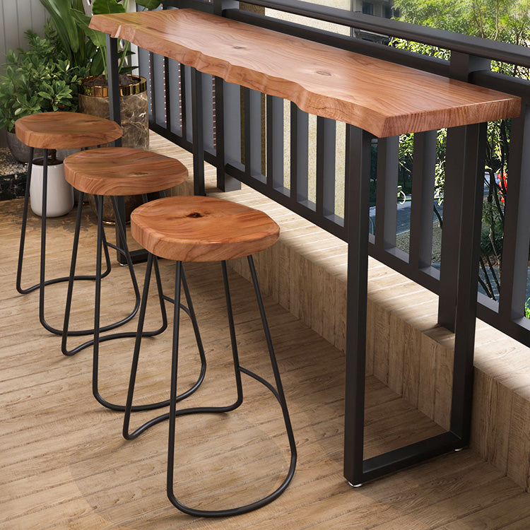 Brown Modern Style Specialty Table in Solid Wood and Iron Coffee Shop Bar Table