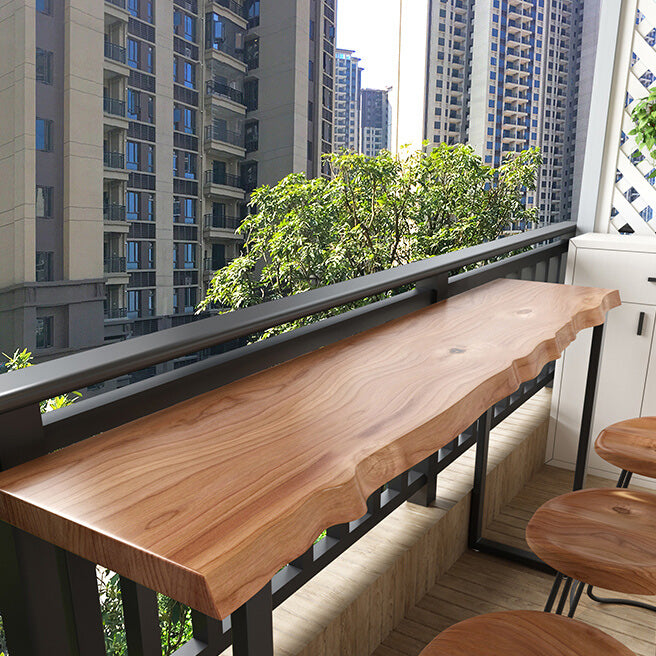Brown Modern Style Specialty Table in Solid Wood and Iron Coffee Shop Bar Table