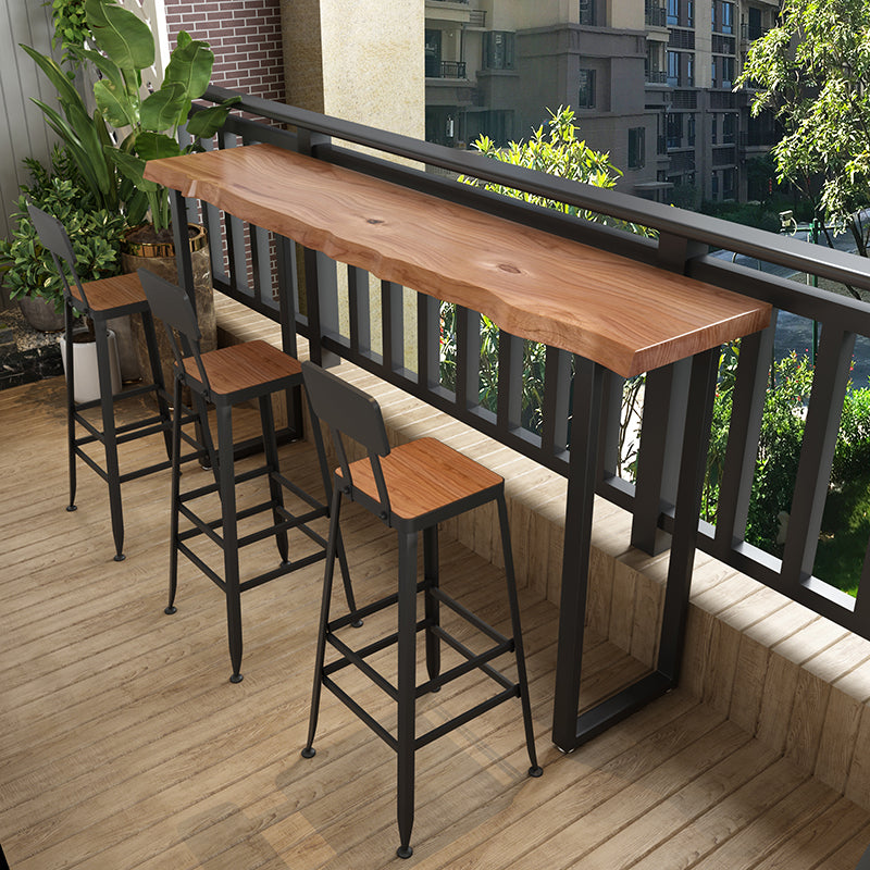 Brown Modern Style Specialty Table in Solid Wood and Metal Coffee Shop Bar Table
