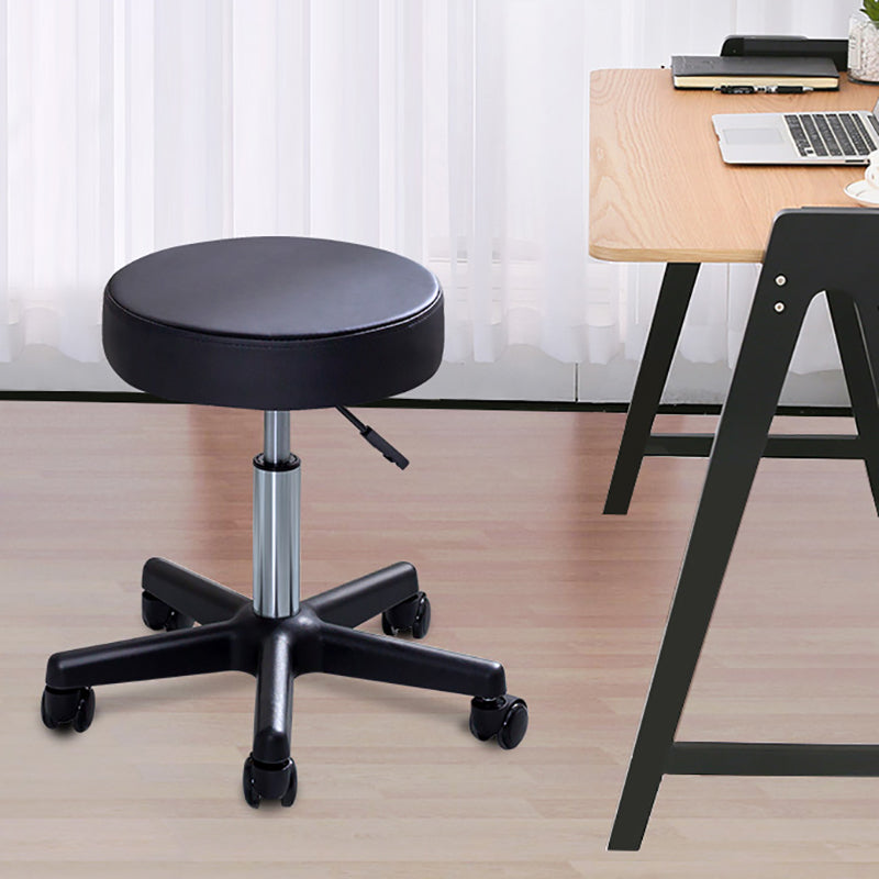 Moderner rotatierbarer Counterhocker Verstellbarer Stahlstangenhocker mit Lederkissen