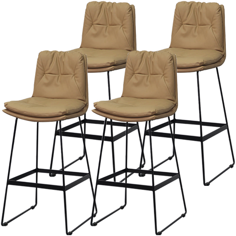 Moderner Thekenhocker ohne Armlehnen, Barhocker aus Stahl mit Lederkissen