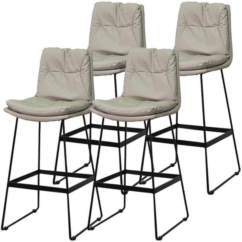 Moderner Thekenhocker ohne Armlehnen, Barhocker aus Stahl mit Lederkissen