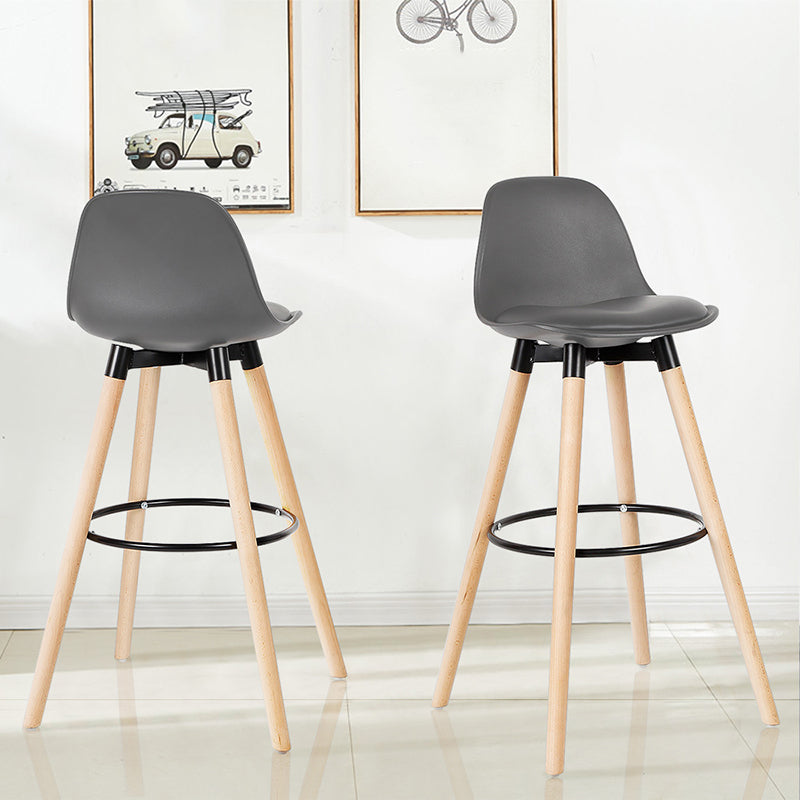 Modern Style Beech Bar Stool with Footrest and Low Back Bistro Bar Stool 28 Inches