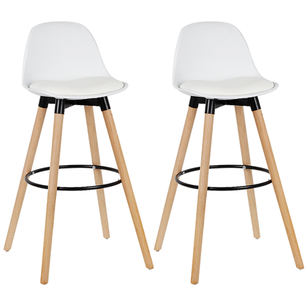 Modern Style Beech Bar Stool with Footrest and Low Back Bistro Bar Stool 28 Inches
