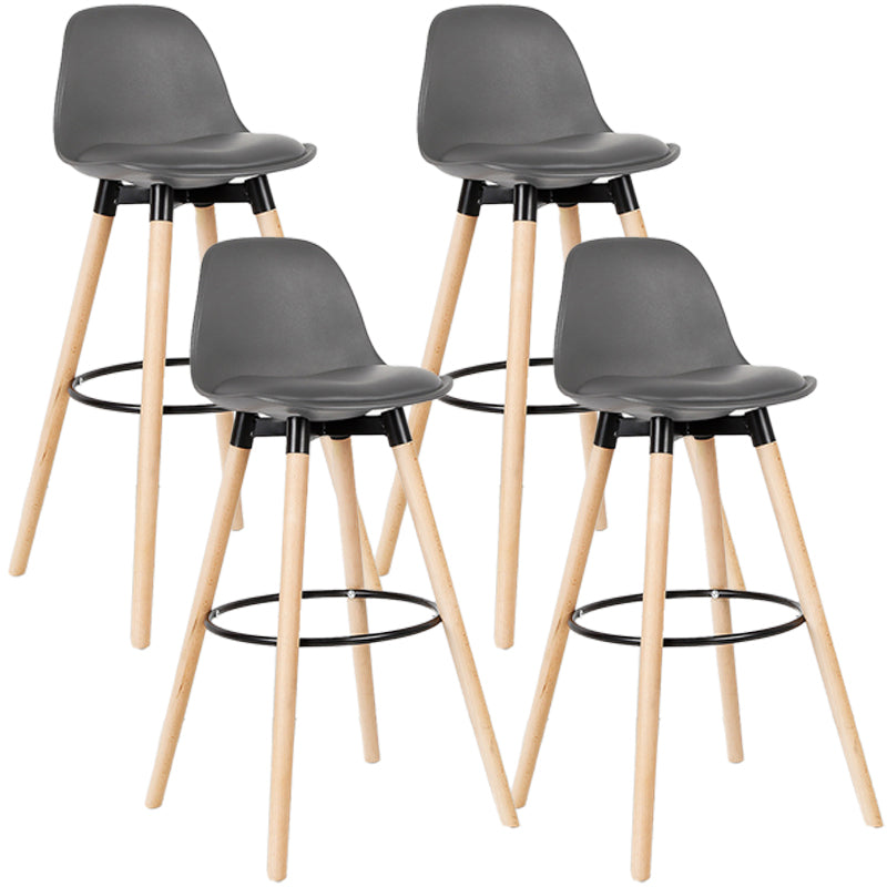 Modern Style Beech Bar Stool with Footrest and Low Back Bistro Bar Stool 28 Inches
