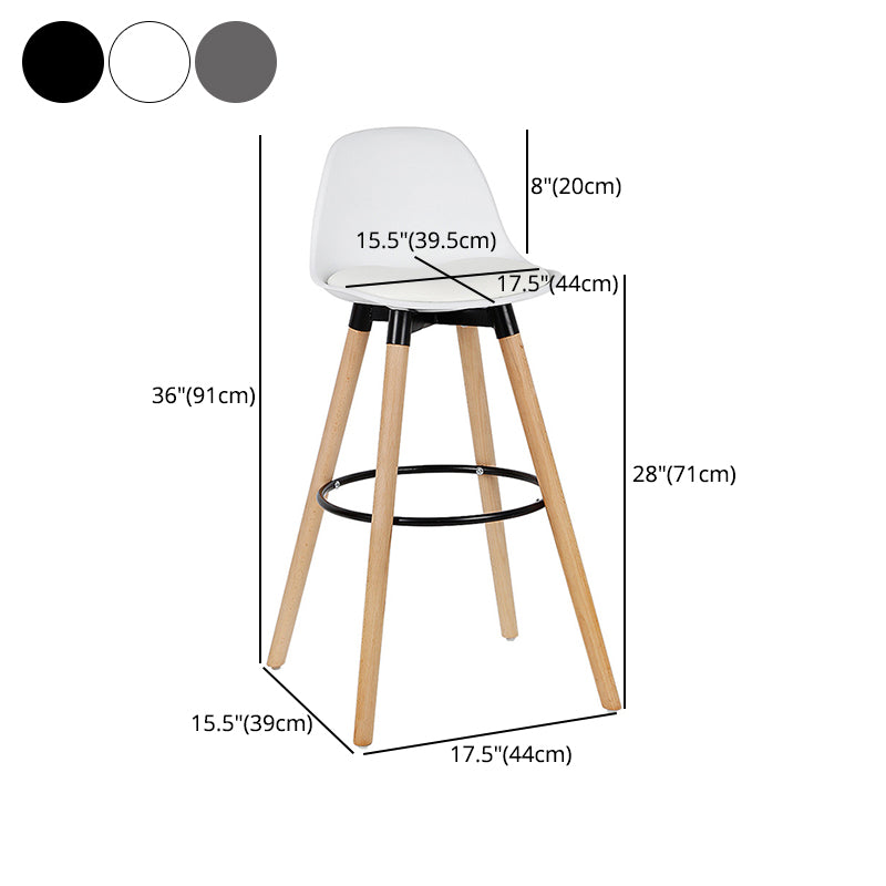 Modern Style Beech Bar Stool with Footrest and Low Back Bistro Bar Stool 28 Inches