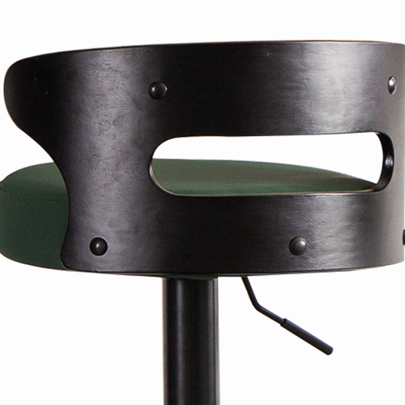 Industrial Style Bar Stool Round Leather Seat with Adjustable Height for Counter Bar