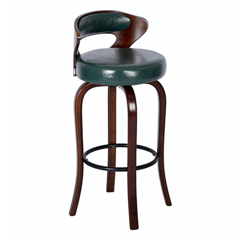 Modern Armless Backrest Counter Stool Wood Kitchen Bar Stool with Pedal and Cushion