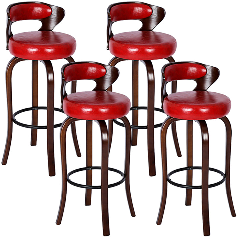 Modern Armless Backrest Counter Stool Wood Kitchen Bar Stool with Pedal and Cushion