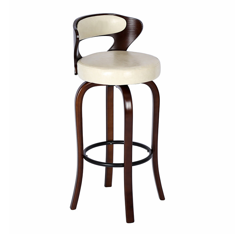 Modern Armless Backrest Counter Stool Wood Kitchen Bar Stool with Pedal and Cushion