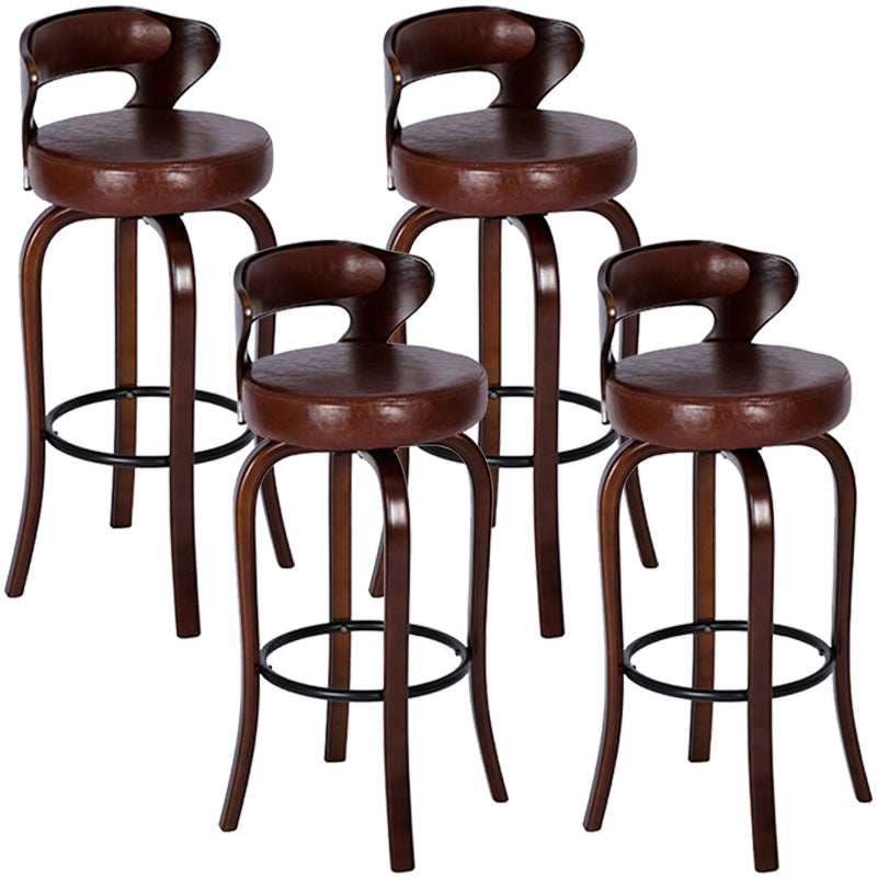 Modern Armless Backrest Counter Stool Wood Kitchen Bar Stool with Pedal and Cushion
