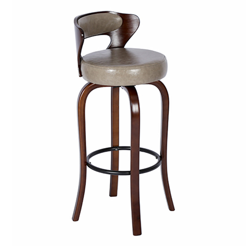 Modern Armless Backrest Counter Stool Wood Kitchen Bar Stool with Pedal and Cushion