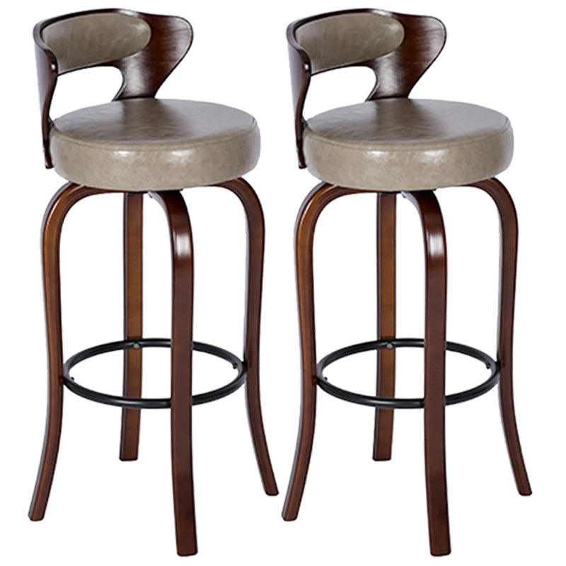 Modern Armless Backrest Counter Stool Wood Kitchen Bar Stool with Pedal and Cushion