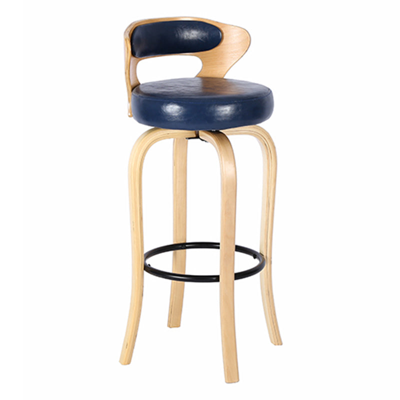 Modern Armless Backrest Counter Stool Wood Kitchen Bar Stool with Pedal and Cushion