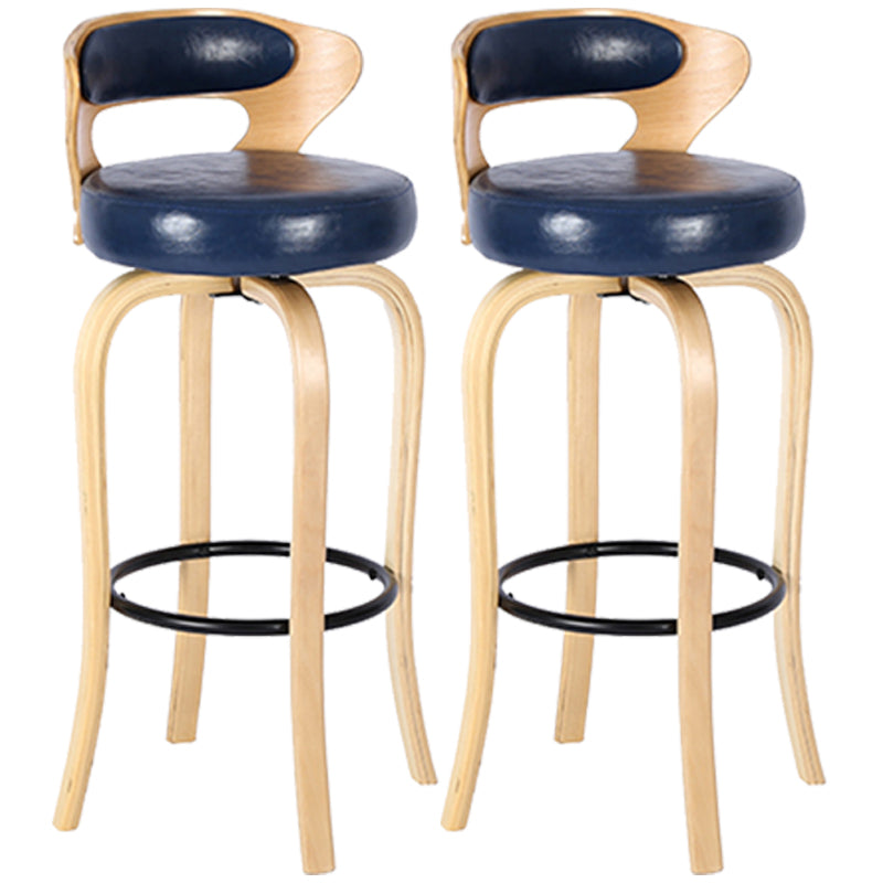 Modern Armless Backrest Counter Stool Wood Kitchen Bar Stool with Pedal and Cushion
