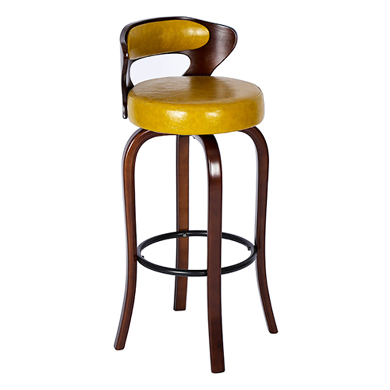 Modern Armless Backrest Counter Stool Wood Kitchen Bar Stool with Pedal and Cushion