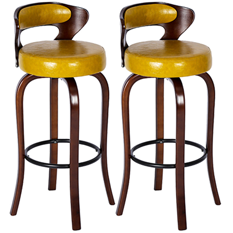 Modern Armless Backrest Counter Stool Wood Kitchen Bar Stool with Pedal and Cushion