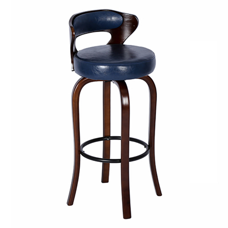 Modern Armless Backrest Counter Stool Wood Kitchen Bar Stool with Pedal and Cushion
