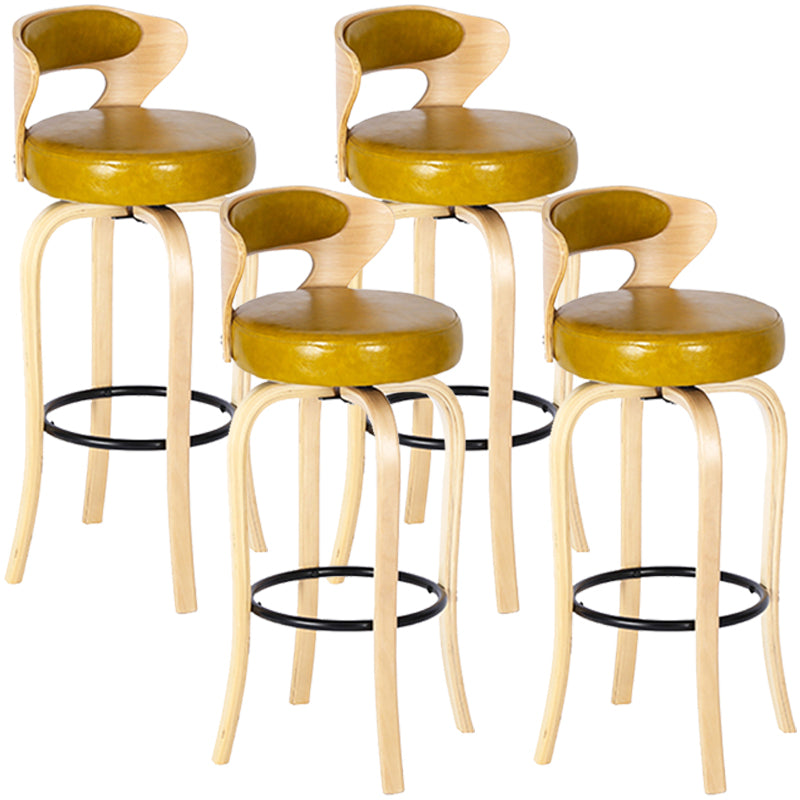 Modern Armless Backrest Counter Stool Wood Kitchen Bar Stool with Pedal and Cushion