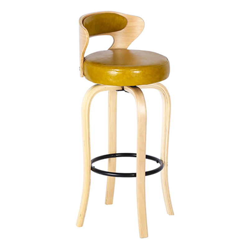 Modern Armless Backrest Counter Stool Wood Kitchen Bar Stool with Pedal and Cushion