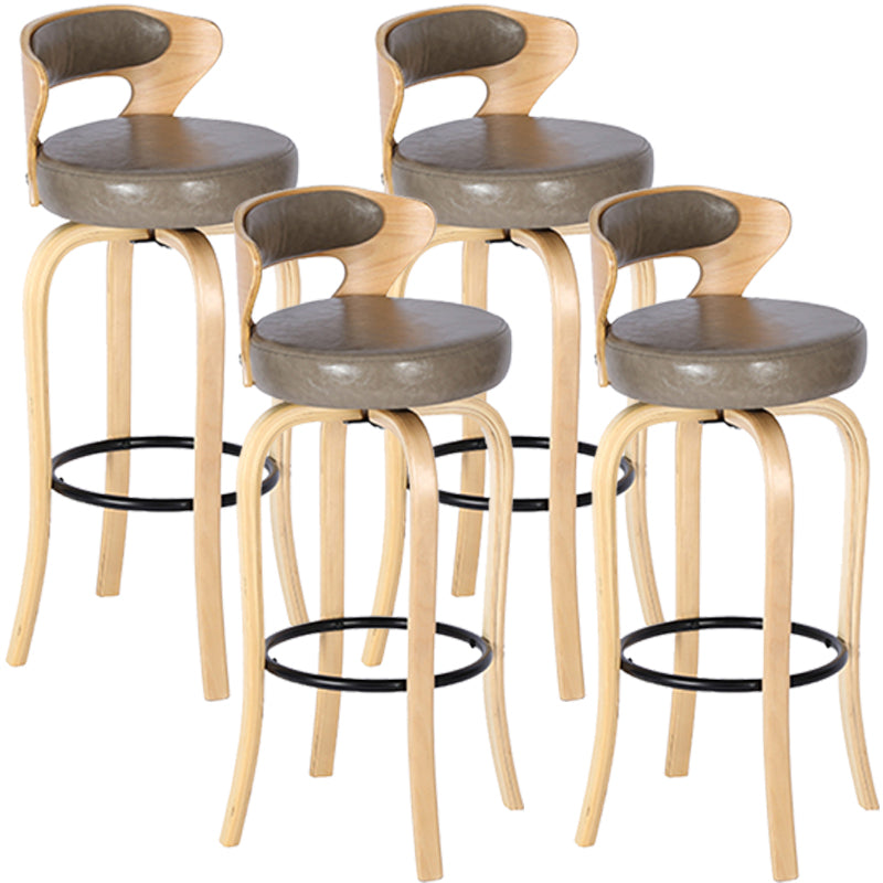 Modern Armless Backrest Counter Stool Wood Kitchen Bar Stool with Pedal and Cushion