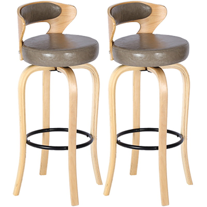 Modern Armless Backrest Counter Stool Wood Kitchen Bar Stool with Pedal and Cushion