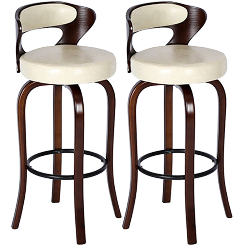 Modern Armless Backrest Counter Stool Wood Kitchen Bar Stool with Pedal and Cushion