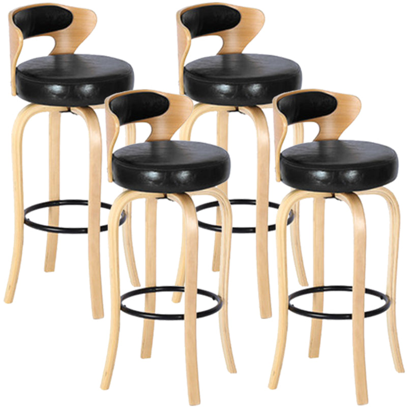 Modern Armless Backrest Counter Stool Wood Kitchen Bar Stool with Pedal and Cushion