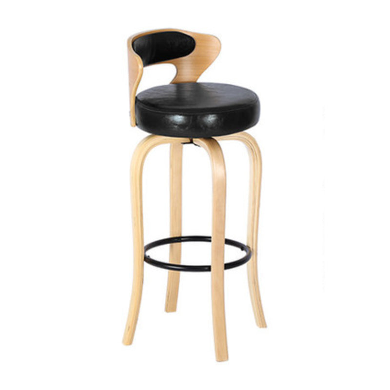 Modern Armless Backrest Counter Stool Wood Kitchen Bar Stool with Pedal and Cushion