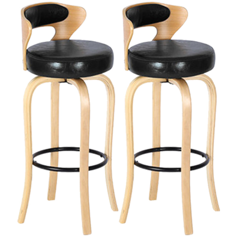 Modern Armless Backrest Counter Stool Wood Kitchen Bar Stool with Pedal and Cushion