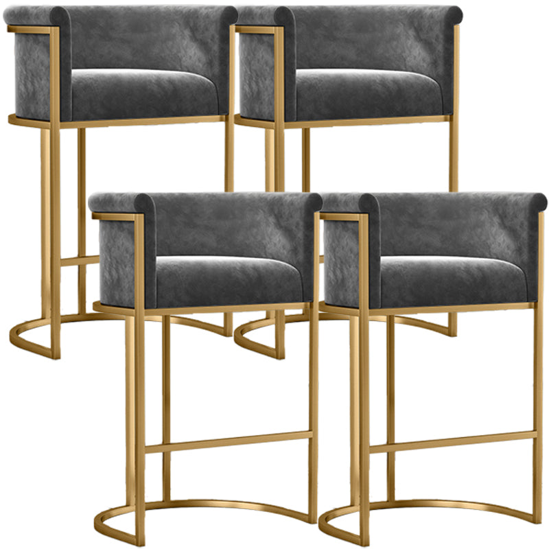 Taburete de bar con respaldo sin brazos Glam, taburete de bar de hierro para joyería con cojín de terciopelo