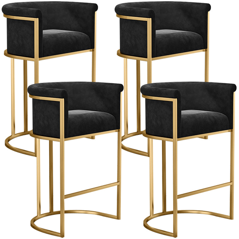 Taburete de bar con respaldo sin brazos Glam, taburete de bar de hierro para joyería con cojín de terciopelo