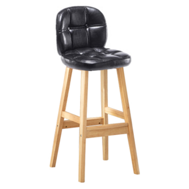 Modern Backrest Armless Counter Stool Wood Bar Stool with Pedal and Cushion