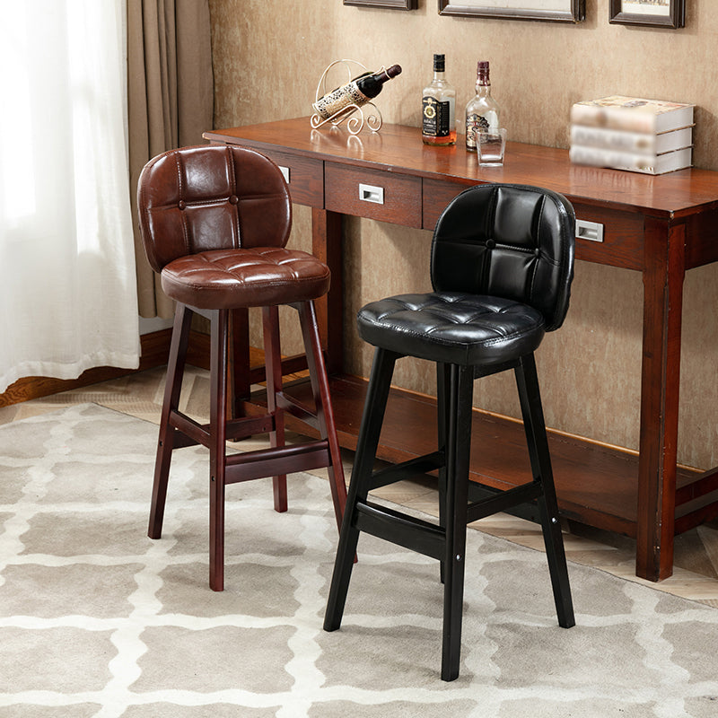 Modern Backrest Armless Counter Stool Wood Bar Stool with Pedal and Cushion