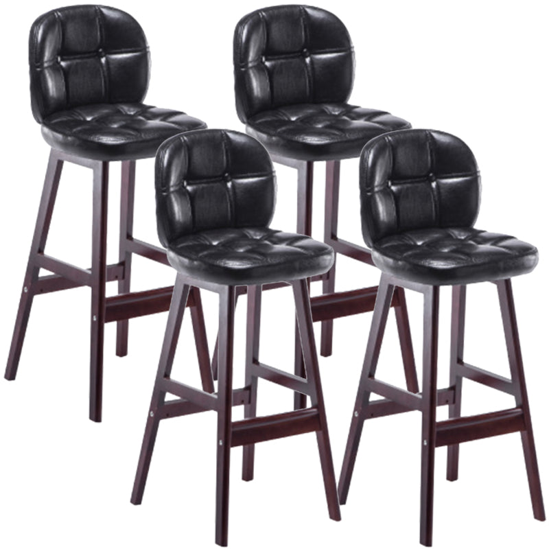 Modern Backrest Armless Counter Stool Wood Bar Stool with Pedal and Cushion
