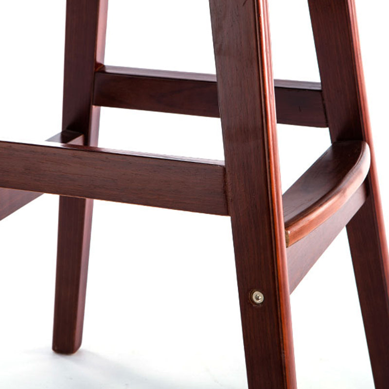 Modern Backrest Armless Counter Stool Wood Bar Stool with Pedal and Cushion