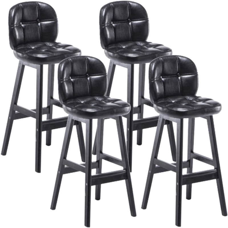 Modern Backrest Armless Counter Stool Wood Bar Stool with Pedal and Cushion