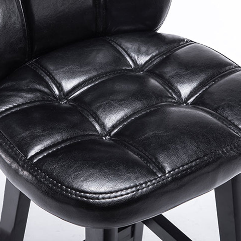Modern Backrest Armless Counter Stool Wood Bar Stool with Pedal and Cushion