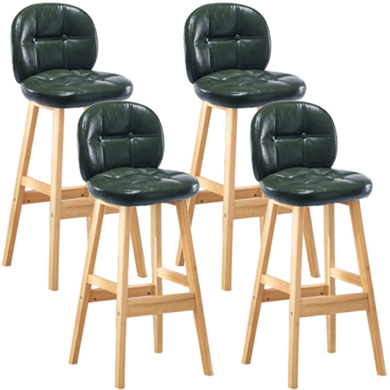 Modern Backrest Armless Counter Stool Wood Bar Stool with Pedal and Cushion
