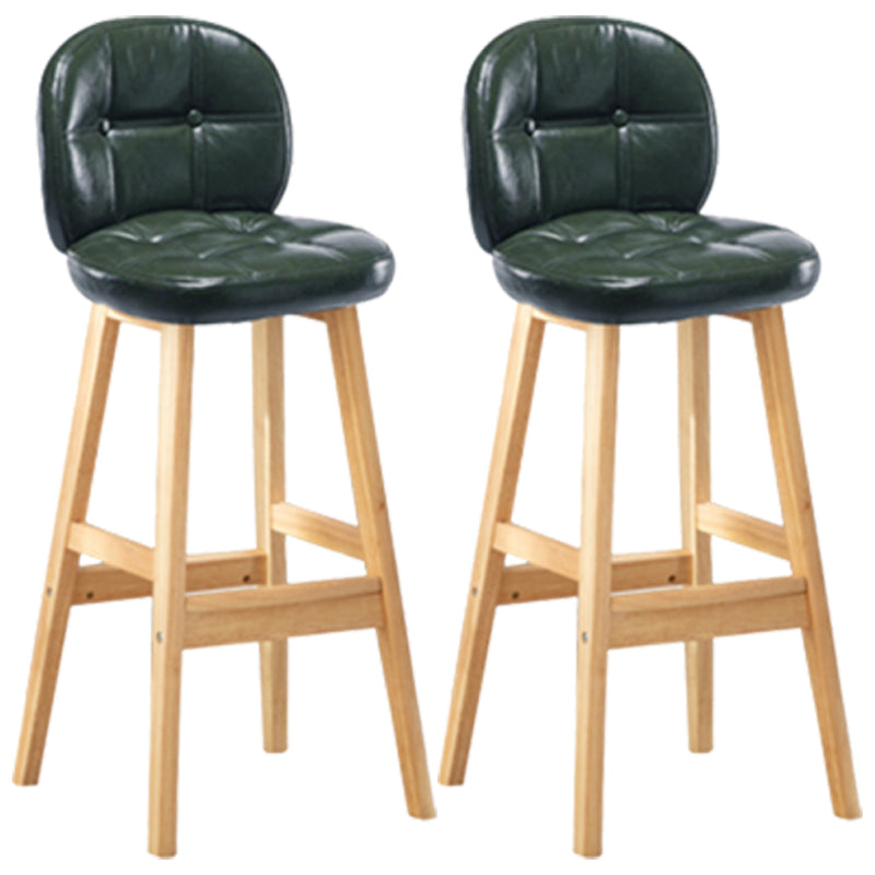 Modern Backrest Armless Counter Stool Wood Bar Stool with Pedal and Cushion