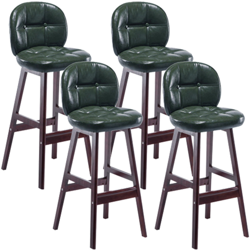 Modern Backrest Armless Counter Stool Wood Bar Stool with Pedal and Cushion
