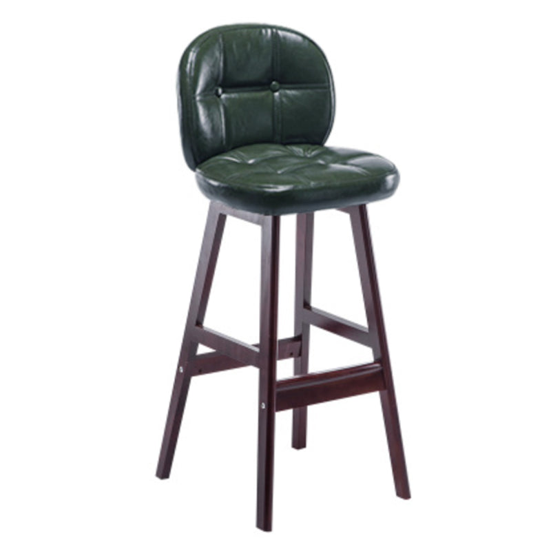 Modern Backrest Armless Counter Stool Wood Bar Stool with Pedal and Cushion